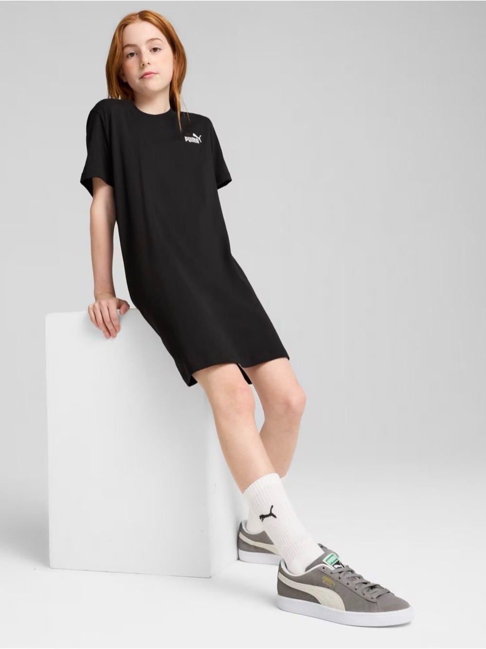 PUMA Essentials Black Logo T-Shirt Dress Women’s Size M
